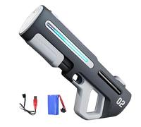 Pistolet à Eau Électrique à Longue Portée avec LED pour Enfants et Adultes, Pistolet a Eau Electrique Puissant avec portée de 6 à 8 mètres, Pistolet Succion Automatique pour extérieur et fêtes (Grau)