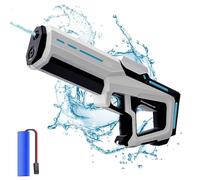 Pistolet à eau électrique avec absorption automatique de l'eau - 300 ml - 2 en 1 - Pistolet à eau électrique pour adultes - Pistolet pulvérisateur d'eau électrique pour enfants (blanc)