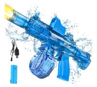 Pistolet à Eau électrique avec Lumière et Effets Sonores, Portée de 8m avec Lunette de Visée, Grande Capacité 320 ML, Pistolet a Eau Puissant, Idéal pour Les Jeux d'eau Extérieurs en été. (Bleu)