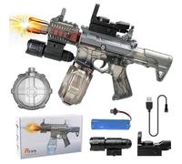 Pistolet à eau électrique avec lumière LED amovible et visière à points rouges - Rechargeable 60 min d'autonomie - Parfait pour la piscine, la plage et les batailles nocturnes