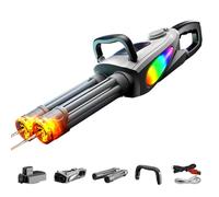 Pistolet à eau électrique double baril pour enfants et adultes - Portée de 8 à 10 m - Capacité extensible - Lumière LED - Jouet d'été pour piscine, plage et jardin (A)