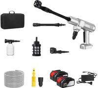 Pistolet à eau électrique, nettoyage haute pression, moteur sans balais, 2 batteries Argent