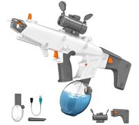 Pistolet à Eau Électrique, Pistolet a Eau Puissant avec Absorption Automatique de l'eau, Grande Capacité de 810 ML, Portée de 6 à 8 M, Jouet Aquatique de Fête d'été pour Enfants et Adultes (Gris)