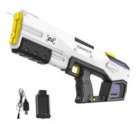 Pistolet à Eau Électrique, Pistolet a Eau Puissant avec Absorption Automatique de l'eau, Portée de 8M, 2 Modes de Tir, Capacité de 450 ML, Jouet Aquatique de Fête d'été pour Enfants et Adultes (Noir)