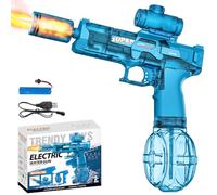 Pistolet à Eau Électrique, Pistolet a Eau Puissant avec Effets Flash et Recul, Portée de 6 à 8 m, Capacité de 320 ML, Jouets de Fête d'été à la Piscine et à la Plage pour Enfants et Adultes (Bleu)