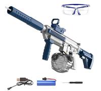 Pistolet à Eau Électrique,Pistolet Succion Automatique avec Coloré Lumière,Pistolet à Eau Longue Portée 32 Pied,pour Enfants Adultes Le Jardin d'été Piscine Plage,Cadeau d'anniversaire (Bleu et blanc)