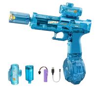 Pistolet à Eau Électrique, Pistolets à Eau Automatique Longue PortéE, Pistolet à Eau Automatique avec Lampe LED, Portée de 6-8 M, Piscine, Plage, Fête, Jouets d'Été en Plein Air (Bleu)