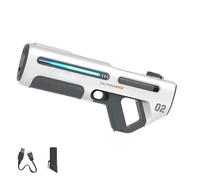 Pistolet À Eau Électrique Puissant Adulte, 40cm Pistolet a Eau Puissant avec Absorption Automatique de l'eau, Portée de 6-8 m, Lumière LED, Jouet Extérieur Été pour Plage, Piscine(A-Blanc)