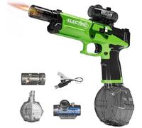 Pistolet à Eau Électrique Puissant avec Effets LED et Recul, Capacité 500ML, Portée 8-10m, Rechargeable et Étanche, Jouet d'Été pour Enfants et Adultes, Piscine, Plage, Jardin Vert