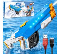 Pistolet a Eau Electrique Puissant, Pistolet à Eau avec Lumière | Pistolet a Eau Puissant pour Enfants et Adultes, Pistolet à Eau Electrique Portée de 10M, se Recharge en USB (Bleu)