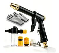 Pistolet à eau haute pression amélioré avec 4 modes de pulvérisation réglables, pulvérisateur en métal avec gâchette, parfait pour laver les voitures, arroser les plantes, nettoyer les patios
