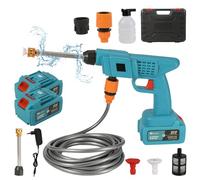 Pistolet à Eau Haute Pression avec Batterie, Moteur en cuivre Pur de 300 W, Batterie de 12 000 mAh, portée de 10 m, avec Pot en Mousse, Double Piles, Nettoyeur Haute Pression sans Fil (A-2 Pile)