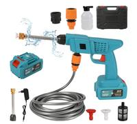 Pistolet à Eau Haute Pression avec Batterie, Moteur en cuivre Pur de 300 W, Batterie de 12 000 mAh, portée de 10 m, avec Pot en Mousse, Double Piles, Nettoyeur Haute Pression sans Fil (A-1 Pile)
