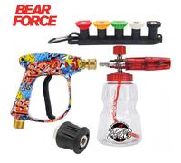 Pistolet à eau haute pression Bear Force et ensemble canon à mousse 1L, lance à mousse pour neige, connecteur de conversion pour tuyau de nettoyage de voiture, pour Karcher Bosch Nilfisk Parkside Type