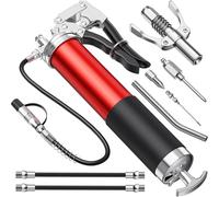 Pistolet à Graisse - Construction Robuste en Acier Inoxydable, Haute RéSistance à La Pression Jusqu'à 8000 Psi, avec Accessoires De Lubrification à 4 Tubes Et Embout Buccal PréCis, Capacité 400cc