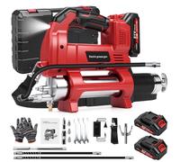 Pistolet à Graisse Électrique sans Fil, 12000PSI Kit de Pompe a Graisse Electrique Pistolet Graisseur avec 2 x 1.5 Ah Batteries et Chargeur, Tuyau de 39,4", 6.17 OZ/Min, 3 Embout, Éclairage LED