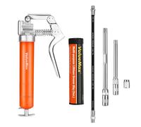Pistolet à Graisse Professionnel ValueMax, Pompe a Graisse Manuel 3500PSI avec Cartouche de Graisse de 85g, Tuyau Flexible 298MM, 2 Tubes Metalliques et Buse