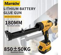 Pistolet à mastic électrique sans balais haute puissance pour batterie DeWalt 20V, pistolet à mastic sans fil à course longue de 180 mm et poussée de 850 kg, 6 vitesses réglables, anti-goutte et 1 bat
