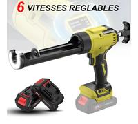 Pistolet à mastic sans fil 6 vitesses, pistolet à colle électrique, affichage numérique et LED, compatible avec la batterie Makita 18V, pour cartouches de 300 ml No Battery