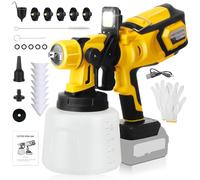 Pistolet a Peinture, 1000W HVLP Pistolet a Peinture sans Fil, Li-ION, 21 V, Réservoir de 1400 ML, 5 Buses, 45 m²-15 Min (Batteria e Caricabatteria Non Inclusi)