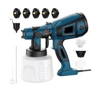 Pistolet à peinture airless, Pistolet pulvérisateur électrique 1400 ml, 850 W, haute puissance, for peinture, maison, automobile, meubles, revêtement en acier, aérographe avec 5 buses