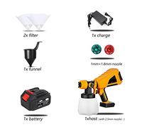 Pistolet À Peinture Électrique 1000mL Pistolet À Peinture Électrique Haute Puissance Pulvérisateur À Peinture Contrôle De Débit Avec 3 Buses For Batterie 18V(One big battery)