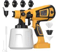 Pistolet À Peinture Électrique, 850W Pistolet À Peinture Électrique HVLP, avec Bidon De Peinture De 1400 ML, 4 Buses De Différentes Tailles & 3 Modes De Pulvérisation, pour Clôtures, Murs (Jaune)