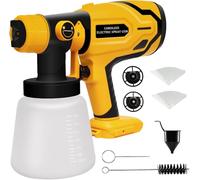 Pistolet à Peinture électrique pour Batterie Dewalt 20V, 2 Buses en Laiton et 3 Motifs pour Peindre la Maison, la clôture, l'intérieur et l'extérieur, etc. (Outil Uniquement)