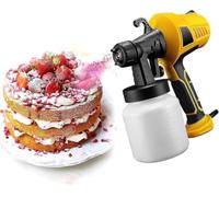 Pistolet À Peinture Électrique pour Desserts Au Chocolat, Aérographe 500 W pour Gâteaux, Kit De Décoration avec 3 Motifs (Orange) Yellow