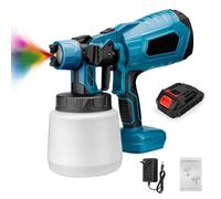 Pistolet a Peinture sans Fil 1 x 1.5Ah Batteries Au Lithium et Chargeur 18V,Pulvérisateur Peinture Électrique 200ml/min,1000ML,3 Modes Pulvérisation pour Maison,Armoires,Murs,Meubles,Clôtures,Plafonds