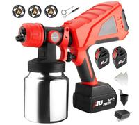 Pistolet à peinture sans fil, haute puissance de 750 W, 3 buses, tasse amovible de 800 ml, débit réglable de 0 à 900 ml/min, comprend 2 piles pour meubles, clôture, voiture, chaise