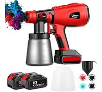 Pistolet à Peinture sans Fil, Système de Pulvérisation de Peinture avec Récipient à Peinture de 800 ML*2, 2 x 3000 mAh et Chargeur,5 Buses, 2 Papiers Filtres, Adapté aux Murs, Meubles, Clôtures