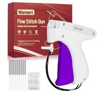 Pistolet à point pour vêtements - Comprend 1 000 attaches noires, 1 000 attaches blanches et 6 aiguilles (blanc fantôme + violet)