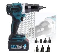 Pistolet à riveter électrique portable, kit d'outils professionnel entièrement automatique avec batterie et mode mémoire pour applications de rivetage industrielles