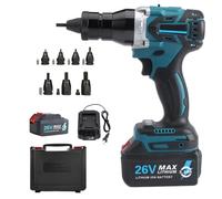 Pistolet à Riveter Électrique Sans Fil avec Batterie 5.2Ah et Chargeur - Riveteuse Automatique pour Rivets et Écrous M3 à M12 - Kit Complet avec Coffret de Transport (5200mAh, 1 Batterie)
