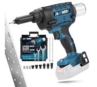Pistolet à riveter sans fil compatible avec Makita 18V, Pince à rivets électrique 10 000N, Pour rivets aveugles en acier 2,4-4,8 mm & rivets aveugles en aluminium 2,4-6 mm, course 25 mm(sans batterie)