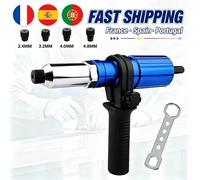 Pistolet à rivets électrique 2,4 mm-4,8 mm, adaptateur de perceuse pour rivets, outil de rivetage sans fil, outil de tirage de rivets à insertion Set-A