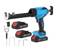 Pistolet à Silicone Électrique, 21V Pistolet à Cartouche sans Fil avec 2 x 1.5Ah Batteries, 6 Vitesses, Lumière LED, Affichage Électrique, Pistolet Silicone pour Cartouches de 300ML (Bleu)