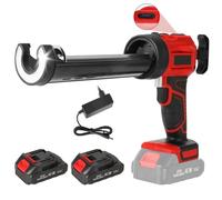 Pistolet à Silicone Électrique, Pistolet à Colle Sans Fil 18V 1500mAh, Pistolet Silicone avec 4 Vitesses et Éclairage LED,Pistolet Joints electrique 300ML pour Sceller, Remplir (2× Batteries)