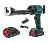 Pistolet à Silicone électrique pour 18V,Pistolet à cartouche electrique 2000mAh,Pistolet silicone avec LED,4 vitesses,Pistolet Silicone 300ML pour Sceller,Étanchéifier (1× Batterie)