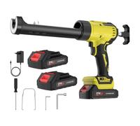 Pistolet à Silicone électrique pour Makita 18V,Pistolet à cartouche electrique 2000mAh,Pistolet silicone avec LED,4 vitesses,Pistolet Silicone 300ML pour Sceller,Étanchéifier (2× Batteries(a))