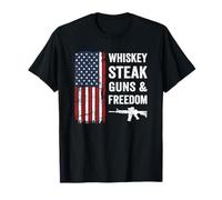 Pistolet à steak Freedom pour homme Motif drapeau américain T-Shirt