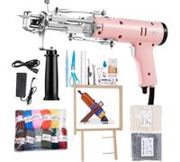 Pistolet à Tuffter 2 en 1, Machine Électrique Tapis avec Coupe-Bordures, Vitesse Réglable 5-40 PTS/s, Moteur Intégré, Poignée Rotative 360°, pour DIY et Décoration Maison,Pink
