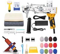 Pistolet à Tuffter 2 en 1, Machine Électrique Tapis avec Coupe-Bordures, Vitesse Réglable 5-40 PTS/s, Moteur Intégré, Poignée Rotative 360°, pour DIY et Décoration Maison,Yellow