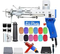 Pistolet à tufter électrique, 2 en 1 poils coupés et poils bouclés, vitesse et hauteur réglables, set bleu 2 EU STECKER