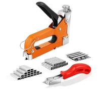 Pistolet agrafeur manuel 3 en 1 avec extracteur d'agrafage et 3000 agrafes, rembourrage multifonctionnel, pistolet en acier avec poignée antidérapante pour carton, réparation à domicile, travaux de