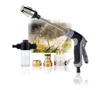 Pistolet arrosage du jardin,avec 4 Modes d'Arrosage Lance à Eau, avec Rallonge Métallique Le joint，Équipé d'un pot à mousse,for Garden, Outdoor Cleaning, Bathroom Surfaces, Vehicle Wash, Animaux