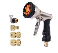 Pistolet Arrosage Jardin avec 9 Modèles Réglable, Pulvérisateur Pression Haute, Pistolet Débit Eau Contrôlable, Outils D'arrosage Métal pour Pelouse, Lavage Voiture, Plantes, Bain Animaux Compagnie
