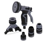 Pistolet d’arrosage 8 jets - avec répartiteur 2 voies et raccords | Gris