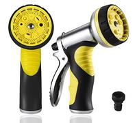 Pistolet d’arrosage Métal Pistolet Arrosoir avec 9 Modes Réglable Pistolet arrosage à Haute Pression Multifonctionnel pour Arrosage Pelouse, Lavage de Voiture et Douches des Animaux (jaune)